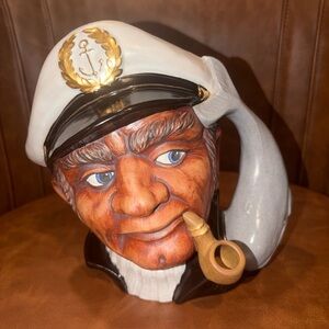 Sea Captain Vintage Ceramic Planter Large 1970s whale anchor pipe  nautical